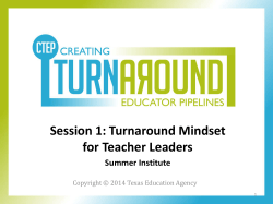 Session 1: Turnaround Mindset for Teacher Leaders