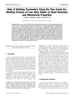 Role of Welding Parameters Using the Flux Cored Arc Welding