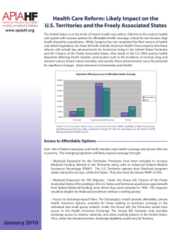 Health Care Reform: Likely Impact on the US Territories