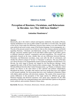 Perception of Russians, Ukrainians, and Belarusians in Slovakia