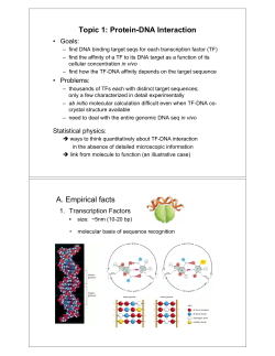Topic 1: Protein-DNA Interaction A. Empirical facts