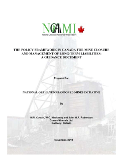 The Policy Framework in Canada for Mine Closure and