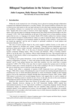 Bilingual Negotiations in the Science Classroom