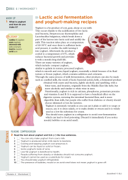 Lactic acid fermentation and yoghurt-making