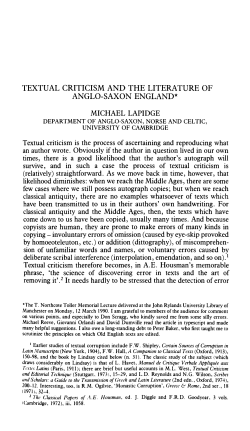 textual criticism and the literature of anglo