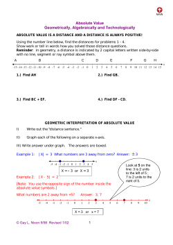 Absolute Value Geometrically, Algebraically and