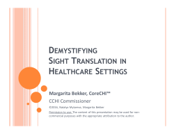 DEMYSTIFYING SIGHT TRANSLATION IN HEALTHCARE SETTINGS