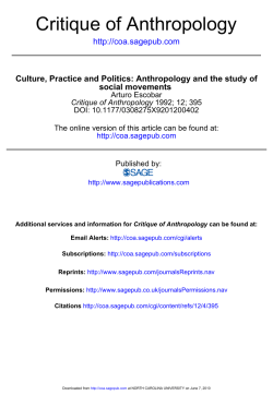 Critique of Anthropology - UNC