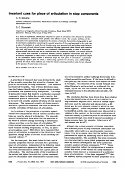 Invariant cues for place of articulation in stop consonants