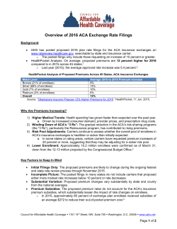 Factsheet on 2016 ACA Premiums