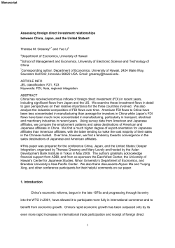 1 Assessing foreign direct investment relationships between China
