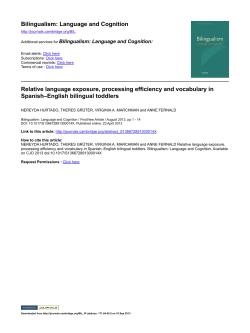 Bilingualism: Language and Cognition Relative language exposure
