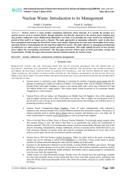 Nuclear Waste: Introduction to its Management