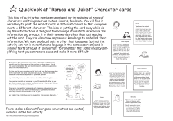 Quicklook at "Romeo and Juliet" Character cards
