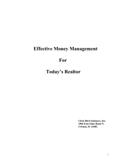 Effective Money Management For Today`s Realtor