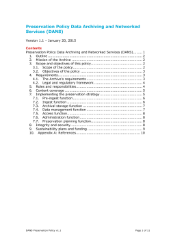 Preservation Policy - DANS