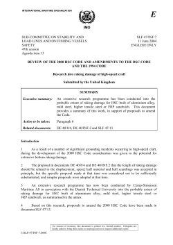 IMO SUB-COMMITTEE ON STABILITY AND LOAD LINES AND ON