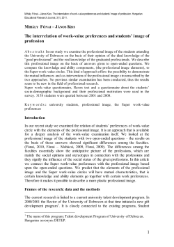 The interrelation of work value preferences and students