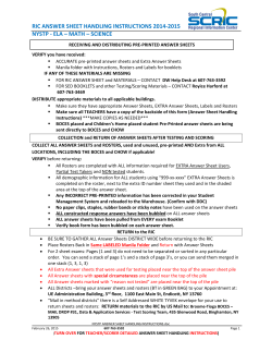 NYSTP Answer Sheet Handling Instructions