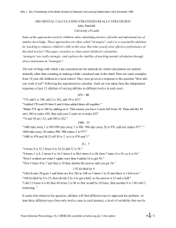 ARE MENTAL CALCULATION STRATEGIES REALLY