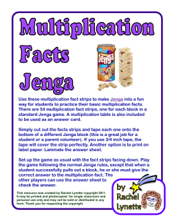 Use these multiplication fact strips to make Jenga
