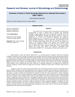Evaluation of Nickel in Paints Scrapings Obtained from Selected