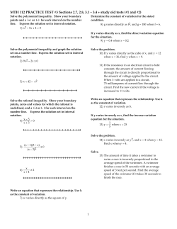 MTH 112 PRACTICE TEST #3 Sections 2.7, 2.8, 3.1