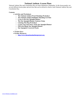 National Anthem -Lesson Plans
