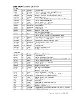 2016-2017 Academic Calendar