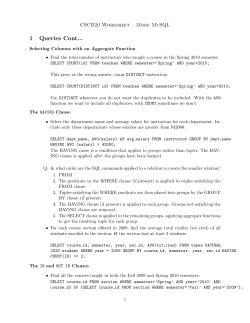 MySQL Worksheet Solutions