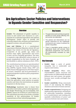 BMAU Briefing Paper 2 – Are Agriculture Sector Policies and