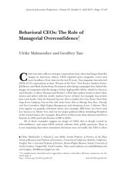 Behavioral CEOs - University of California, Berkeley