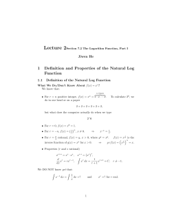 1 Definition and Properties of the Natural Log Function