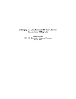 Cataloging and Classification in Modern Libraries