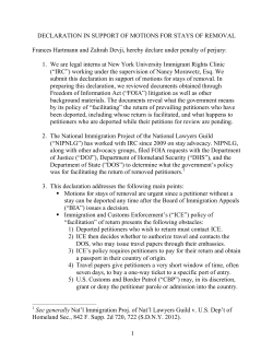Declaration in Support of Motions for Stays of Removal (April 13, 2016)