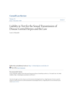 Liability in Tort for the Sexual Transmission of Disease Gential