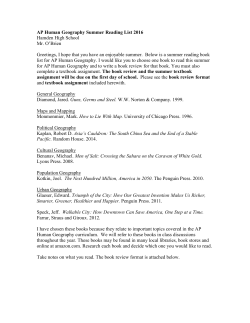 AP Human Geography Summer Reading List