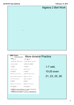 Algebra 2 Bell Work More division Practice 17 odd, 1020 even 21