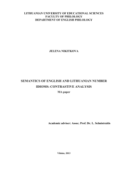 SEMANTICS OF ENGLISH AND LITHUANIAN NUMBER IDIOMS