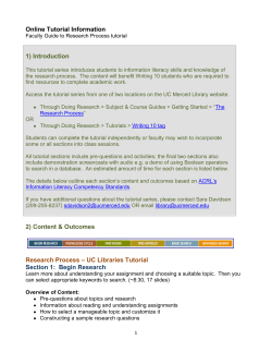 Research Process Tutorial Faculty Guide