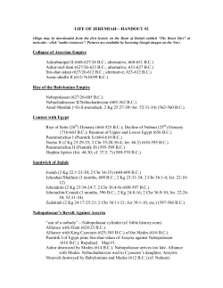 LIFE OF JEREMIAH&mdash;HANDOUT #2