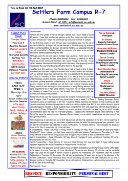 Newsletter Week 10 - Settlers Farm Campus