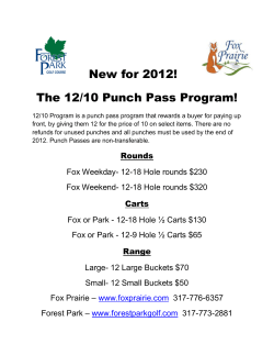New for 2012! The 12/10 Punch Pass Program!