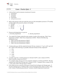 Gases – Practice Quiz - 1