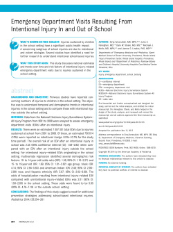 Emergency Department Visits Resulting From Intentional Injury In