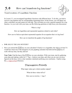 5.4 Transformations of Logarithmic Functions