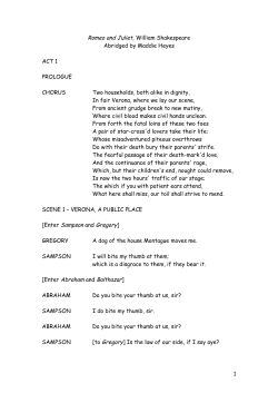 1 Romeo and Juliet, William Shakespeare Abridged by Maddie