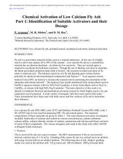 Chemical Activation of Low Calcium Fly Ash Part 1: Identification of