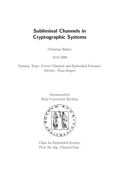Subliminal Channels in Cryptographic Systems - Ruhr