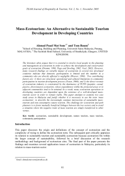 Mass-Ecotourism: An Alternative to Sustainable Tourism